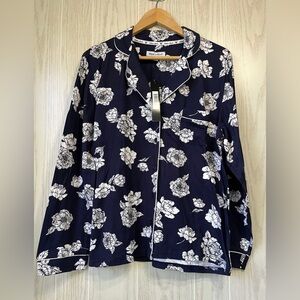 White Mark Women's Long Sleeve Floral Pajama Top Size Large NWT
